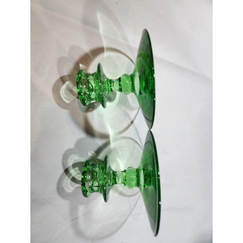 Pair Of Vintage~Fostoria Green~Candle Holders
